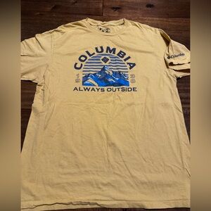 Columbia Yellow Short Sleeve Tee with Mountain Graphic